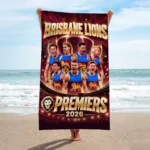 Brisbane Lions 2026 AFL Premiers Rectangle Beach Towel – HOATT21330
