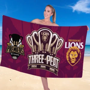 Brisbane Lions 2026 AFL Premiers Rectangle Beach Towel - TANTN25824