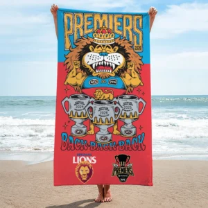 Brisbane Lions 2026 AFL Premiers Rectangle Beach Towel - TANTN25830