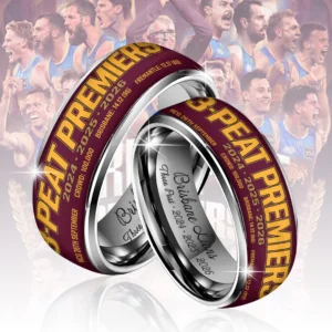 Brisbane Lions 2026 AFL Premiers Custom Alloy Ring - TANTN25834