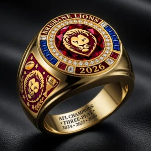 Brisbane Lions 2026 AFL Premiers 3D Engraved Ring - HOATT21327