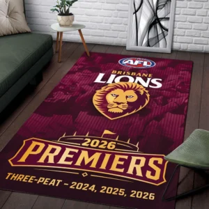 Brisbane Lions 2026 AFL Premiers Rectangular Rug - TMTHU9623