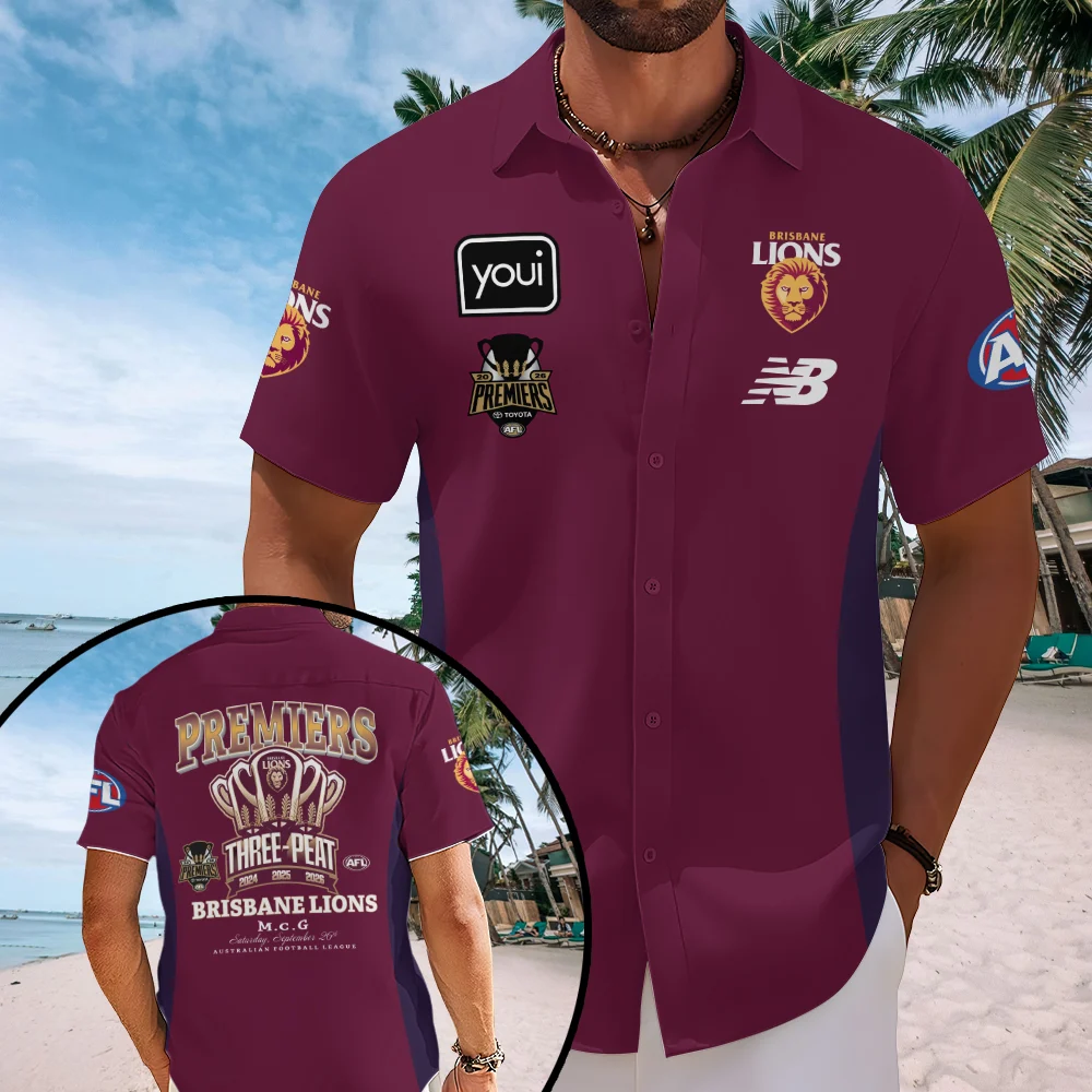 Brisbane Lions 2026 AFL Premiers Short Sleeve Button-Down Shirt - MAITM15277