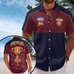 Brisbane Lions 2026 AFL Premiers Short Sleeve Button-Down Shirt - HOATT21326