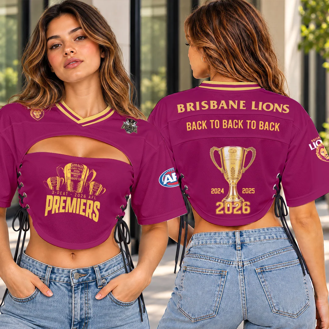 Brisbane Lions 2026 AFL Premiers Women’s Lace-Up Crop Jersey - HOATT21380