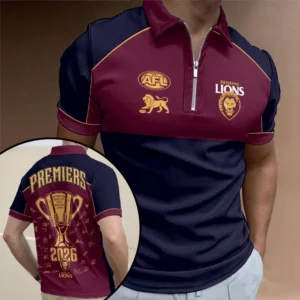 Brisbane Lions 2026 AFL Premiers Zip Polo Shirt - TMTHU9622