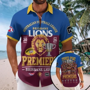 Brisbane Lions Short Sleeve Button-Down Shirt - TMTHU9576