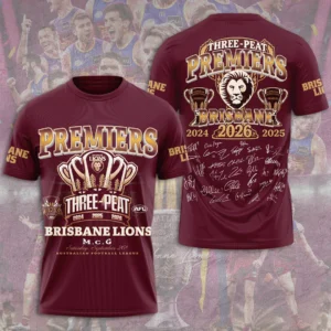 Brisbane Lions Threepeat Premiers 3D Apparel – TMTHU9598