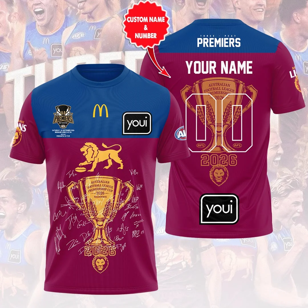 Personalized Brisbane Lions 2026 AFL Premiers 3D Apparel – HOATT21369