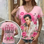 Elvis Presley 3D Women’s V-Neck T-Shirt – HOATT20854