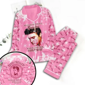 Elvis Presley Satin Pajama Set with Piping - TMTHU9108