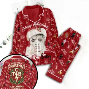 Elvis Presley Satin Pajama Set with Piping - TMTHU9110