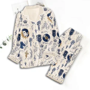 Elvis Presley Satin Pajama Set with Piping - TMTHU9111