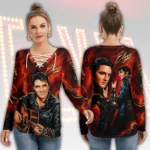 Elvis Presley Women’s Long Sleeve Neckline Tie Sweatshirt – HOATT21272