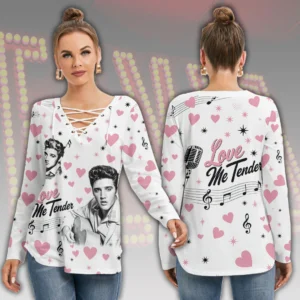 Elvis Presley Women’s Long Sleeve Neckline Tie Sweatshirt – HOATT21273