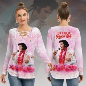 Elvis Presley Women’s Long Sleeve Neckline Tie Sweatshirt – HOATT21276