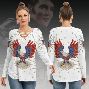 Elvis Presley Women’s Long Sleeve Neckline Tie Sweatshirt – HOATT21351
