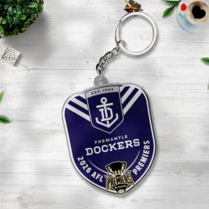 Fremantle Dockers 2026 Premiers Custom Shape 2-sided Keychain - TANTN25708