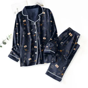 Harry Potter Satin Pajama Set with Piping - TMTHU8974