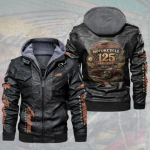 Indian Motorcycle 125th Anniversary 2D Leather Hooded Jacket - TMTHU9414