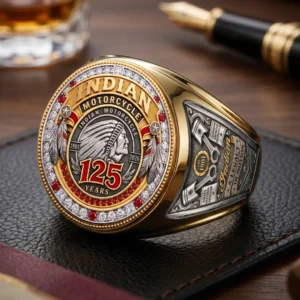 Indian Motorcycle 125th Anniversary 3D Engraved Ring - TMTHU9441