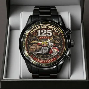 Indian Motorcycle 125th Anniversary Black Stainless Steel Watch - TMTHU8997