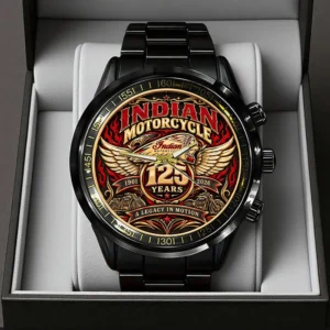 Indian Motorcycle 125th Anniversary Black Stainless Steel Watch - TMTHU9543