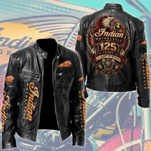 Indian Motorcycle 125th Anniversary Motorcycle Leather Jacket - TMTHU9333