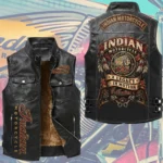 Indian Motorcycle 125th Anniversary Premium 2D Sleeveless Leather Vest – TMTHU9438