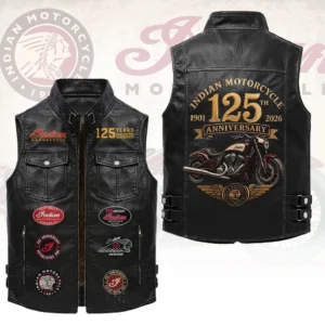Indian Motorcycle 125th Anniversary Premium 2D Sleeveless Leather Vest - HOATT20794