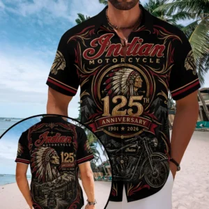 Indian Motorcycle 125th Anniversary Short Sleeve Button-Down Shirt - TMTHU9440