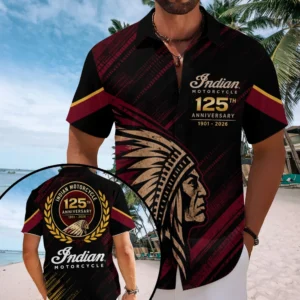 Indian Motorcycle 125th Anniversary Short Sleeve Button-Down Shirt - TMTHU9107