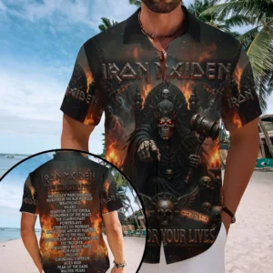 Iron Maiden 2026 World Tour Short Sleeve Button-Down Shirt - TMTHU9144