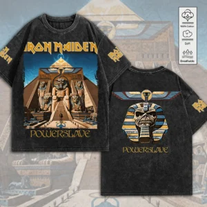 Iron Maiden Powerslave 2D Acid Washed Cotton T-Shirt - TANTN25358