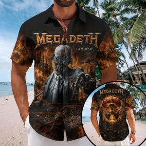 Megadeth Short Sleeve Button-Down Shirt - TMTHU9010
