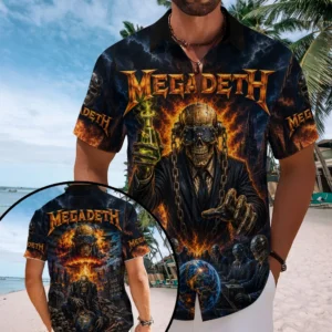 Megadeth Short Sleeve Button-Down Shirt - TMTHU9015