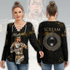 Michael Jackson Women’s Long Sleeve Neckline Tie Sweatshirt – HOATT21285
