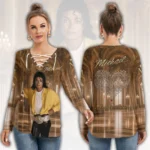 Michael Jackson Women’s Long Sleeve Neckline Tie Sweatshirt – HOATT21287