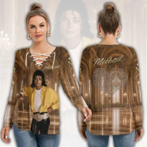 Michael Jackson Women’s Long Sleeve Neckline Tie Sweatshirt – HOATT21287