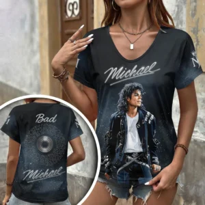 Michael Jackson 3D Women’s V-Neck T-Shirt - HOATT20781