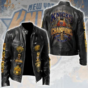 New York Knicks Motorcycle Leather Jacket - TMTHU9117