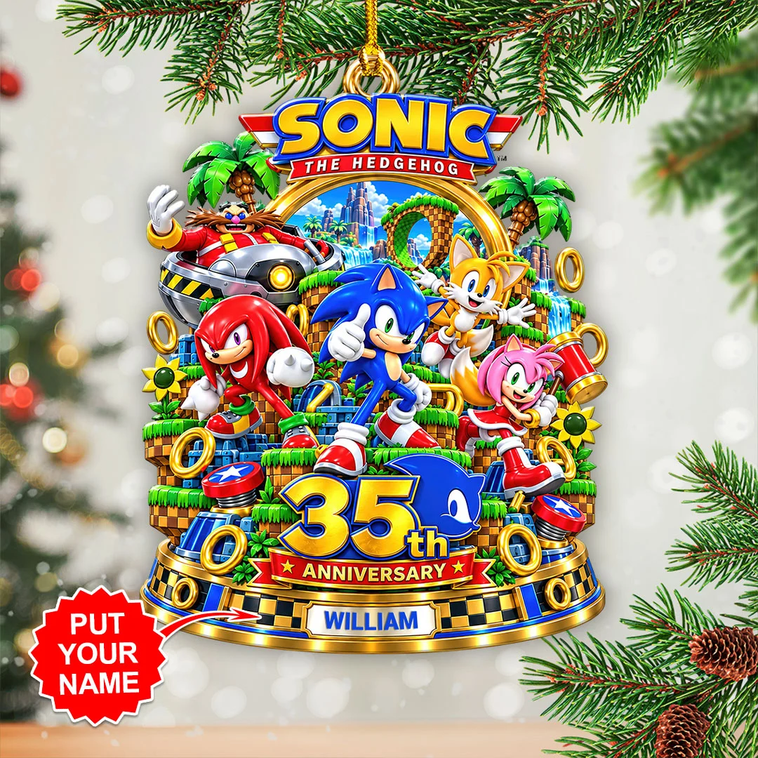 Personalized Sonic the Hedgehog 35th Anniversary Custom Shape 2-side Printed Acrylic Ornament - HOATT21396