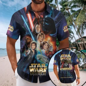 Star Wars 50th Anniversary Short Sleeve Button-Down Shirt - TMTHU9084