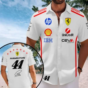 Lewis Hamilton x Scuderia Ferrari Monza Grand Prix 2026 Short Sleeve Button-Down Shirt - TANTN25301