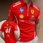 Lewis Hamilton x Scuderia Ferrari Monza Grand Prix 2026 Zip Polo Shirt – TANTN25303