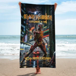 Iron Maiden Somewhere In Time 40th Anniversary Rectangle Beach Towel - TANTN25348