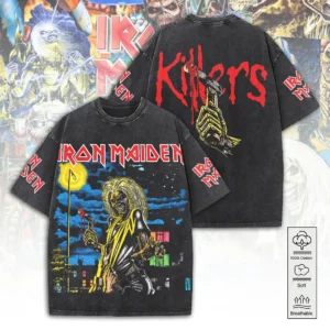 Iron Maiden Killers 2D Acid Washed Cotton T-Shirt - TANTN25357