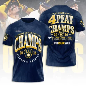 Milwaukee Brewers 2026 NL Central Division Champions 3D Apparel - TANTN25606