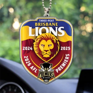 Brisbane Lions Threepeat Premiers Custom shape 2-sided Acrylic Car Ornament - TANTN25705