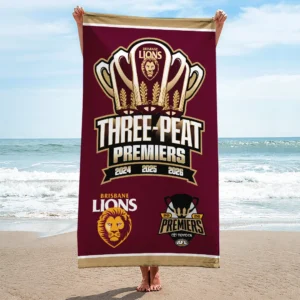 Brisbane Lions 2026 AFL Premiers Rectangle Beach Towel - TANTN25817